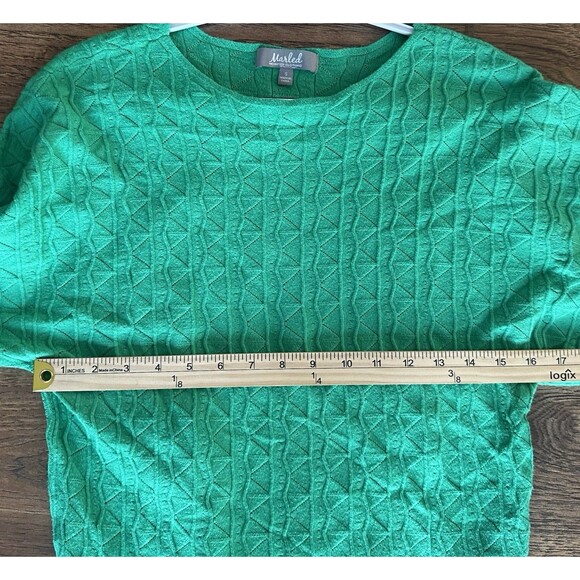 Marled Women’s Green Textured Knit Sweater Dolman Sleeve Pullover Size S - Picture 5 of 6